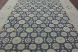 9' X 12' Hand Knotted Wool White Wash Peshawar Rug - Golden Nile