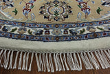 8' X 8' Round Persian Nain Wool & Silk Handmade Rug - Golden Nile