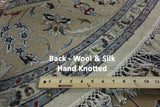 8' X 8' Round Persian Nain Wool & Silk Handmade Rug - Golden Nile