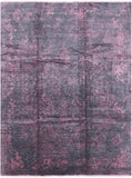 Grey Contemporary Hand Knotted Wool & Silk Rug - 9' 0" X 12' 1" - Golden Nile
