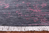 Grey Contemporary Hand Knotted Wool & Silk Rug - 9' 0" X 12' 1" - Golden Nile