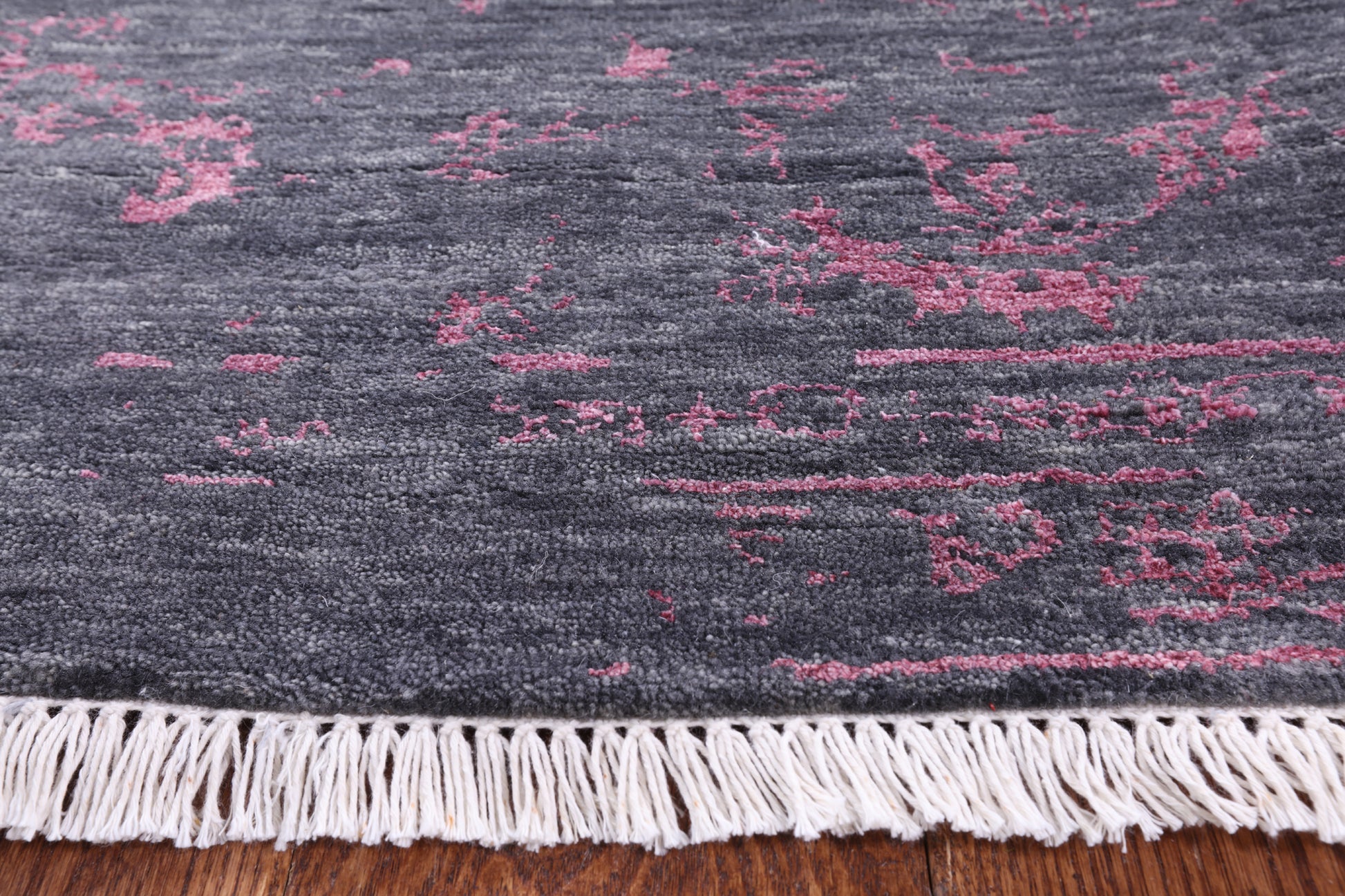 Grey Contemporary Hand Knotted Wool & Silk Rug - 9' 0" X 12' 1" - Golden Nile