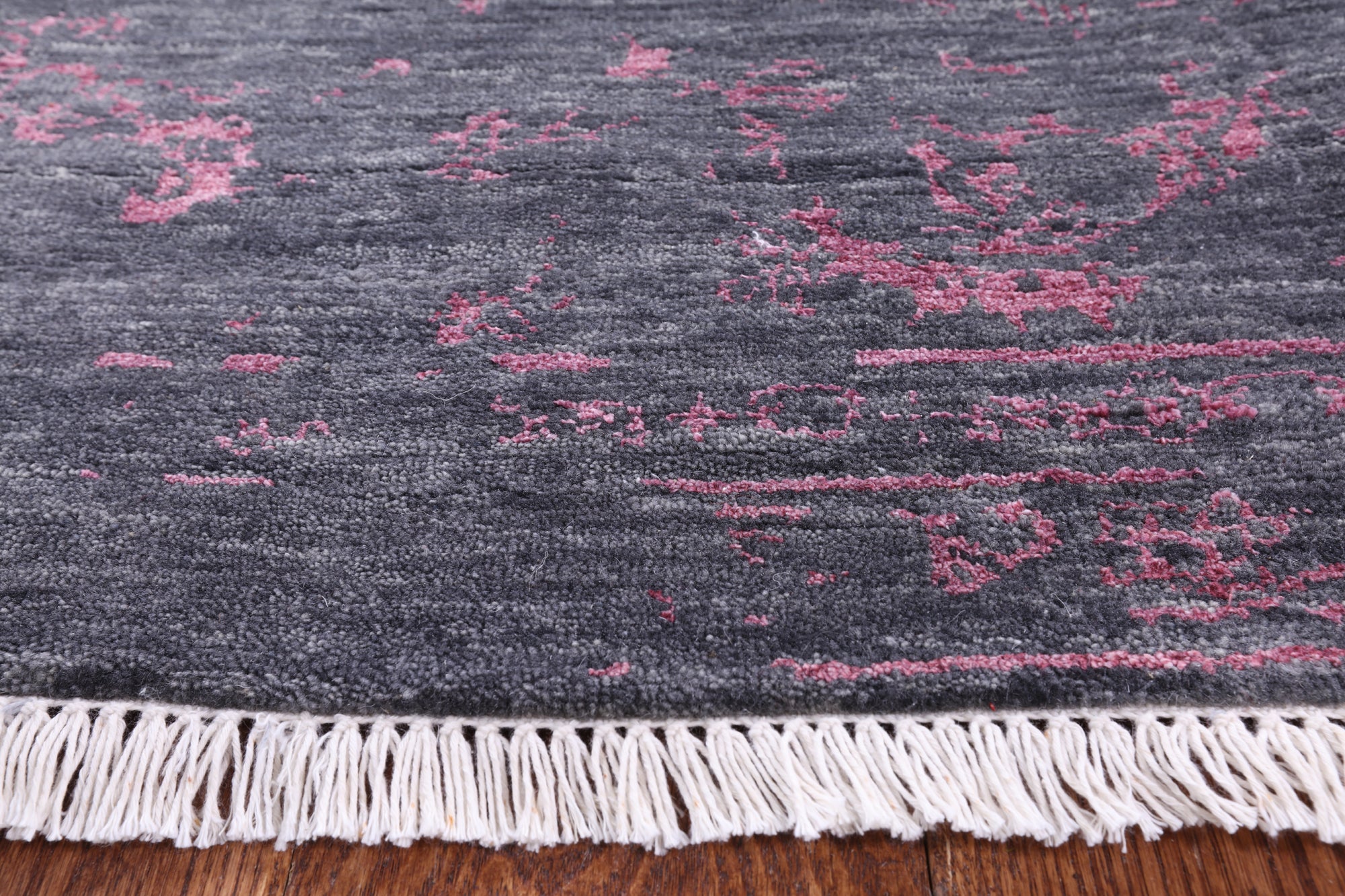 Grey Contemporary Hand Knotted Wool & Silk Rug - 9' 0" X 12' 1" - Golden Nile