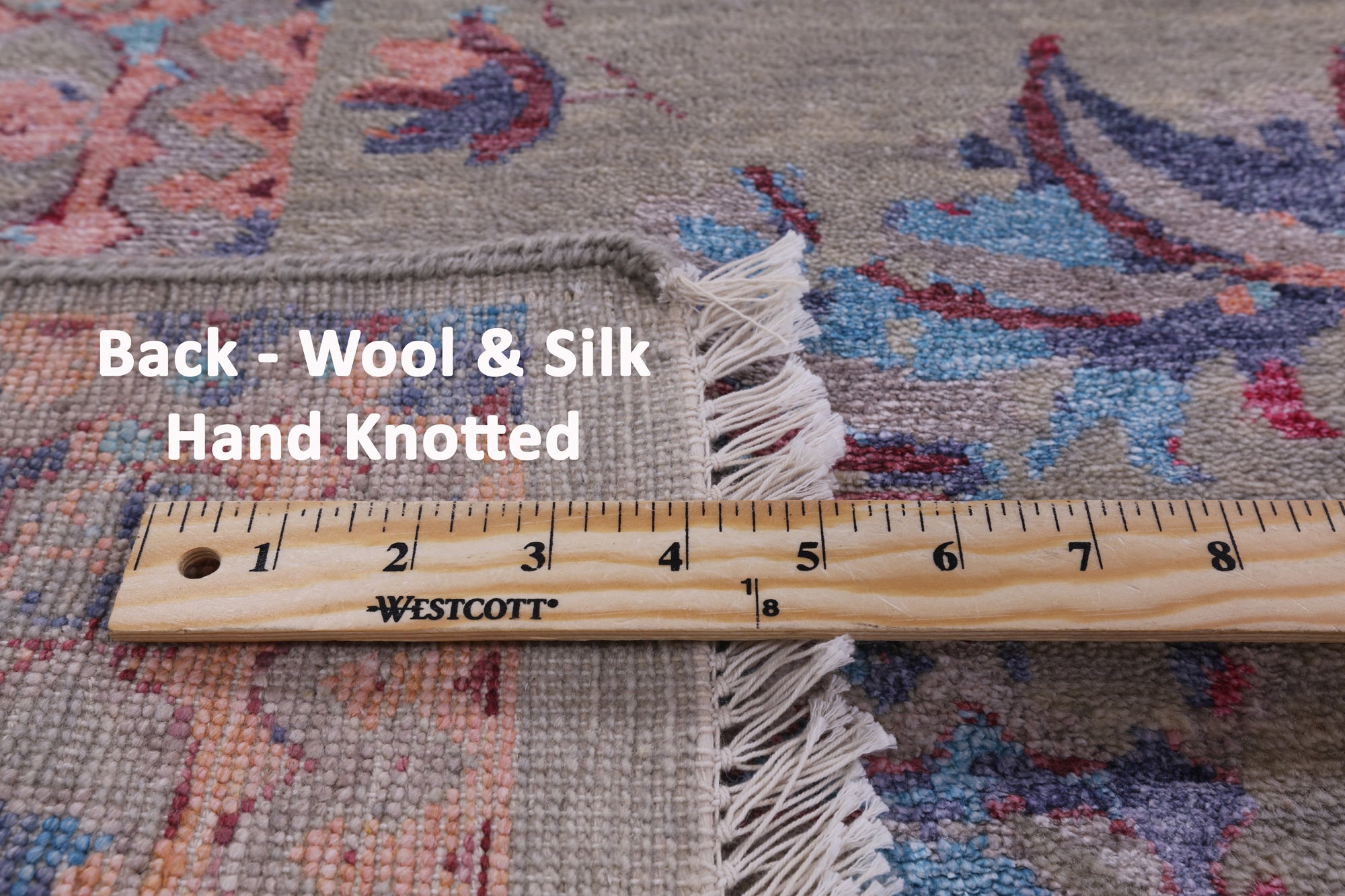 Grey Persian Hand Knotted Wool & Silk Rug - 9' 0" X 12' 4" - Golden Nile