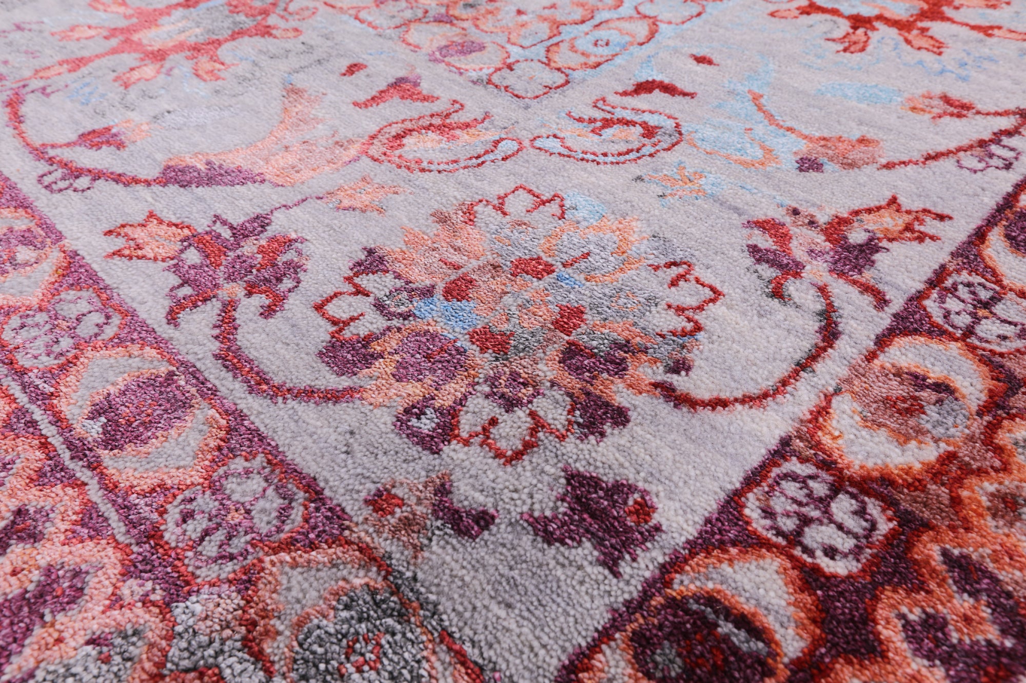 Grey Persian Handmade Wool & Silk Rug - 9' 0" X 11' 10" - Golden Nile