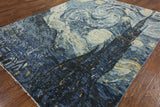 8' X 10' Starry Night By Vincent Van Gogh Wool Oriental Rug - Golden Nile