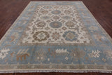 Ivory Turkish Oushak Handmade Wool Rug - 9' 0" X 11' 10" - Golden Nile