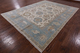 Ivory Turkish Oushak Handmade Wool Rug - 9' 0" X 11' 10" - Golden Nile