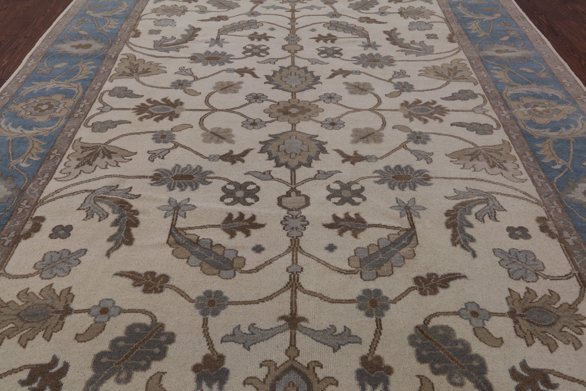 Ivory Turkish Oushak Hand Knotted Area Rug - 8' 10" X 11' 10" - Golden Nile