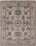 Ivory Turkish Oushak Hand Knotted Wool Rug - 7' 10" X 9' 11" - Golden Nile