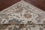 Ivory Turkish Oushak Hand Knotted Wool Rug - 7' 10" X 9' 11" - Golden Nile