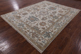 Ivory Turkish Oushak Hand Knotted Wool Rug - 7' 10" X 9' 11" - Golden Nile