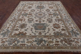 Ivory Turkish Oushak Hand Knotted Wool Rug - 7' 10" X 9' 11" - Golden Nile