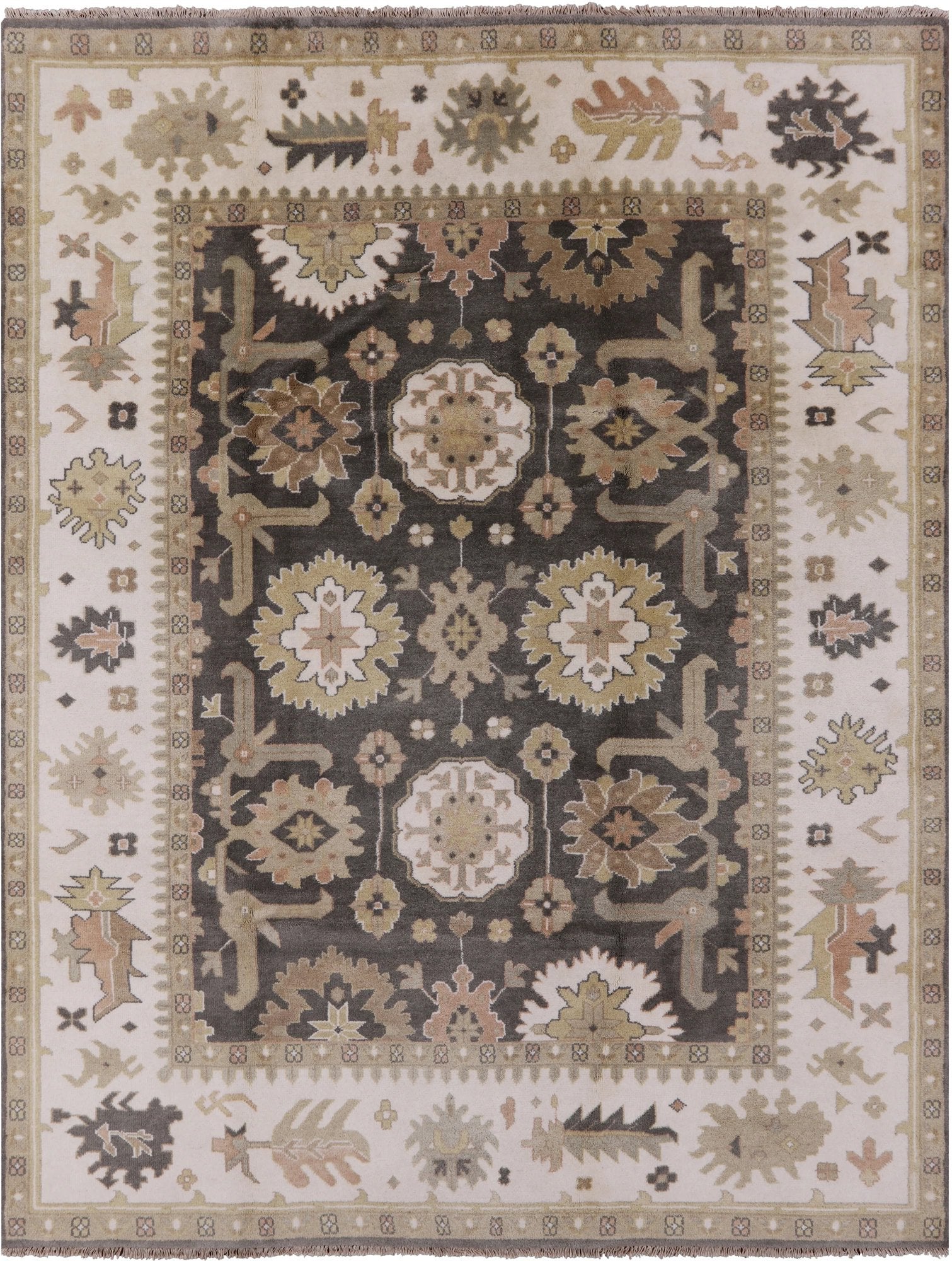 Grey Turkish Oushak Handmade Wool Rug - 7' 11" X 10' 3" - Golden Nile