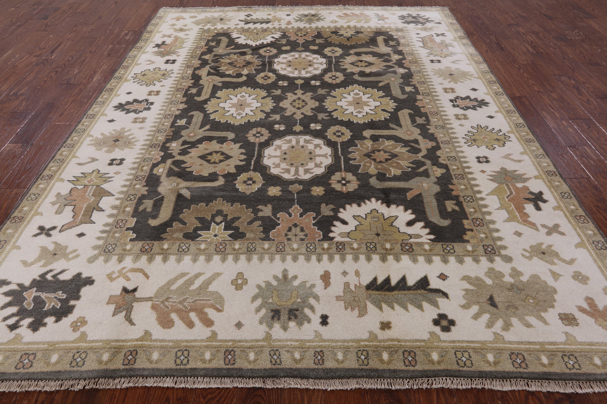 Grey Turkish Oushak Handmade Wool Rug - 7' 11" X 10' 3" - Golden Nile