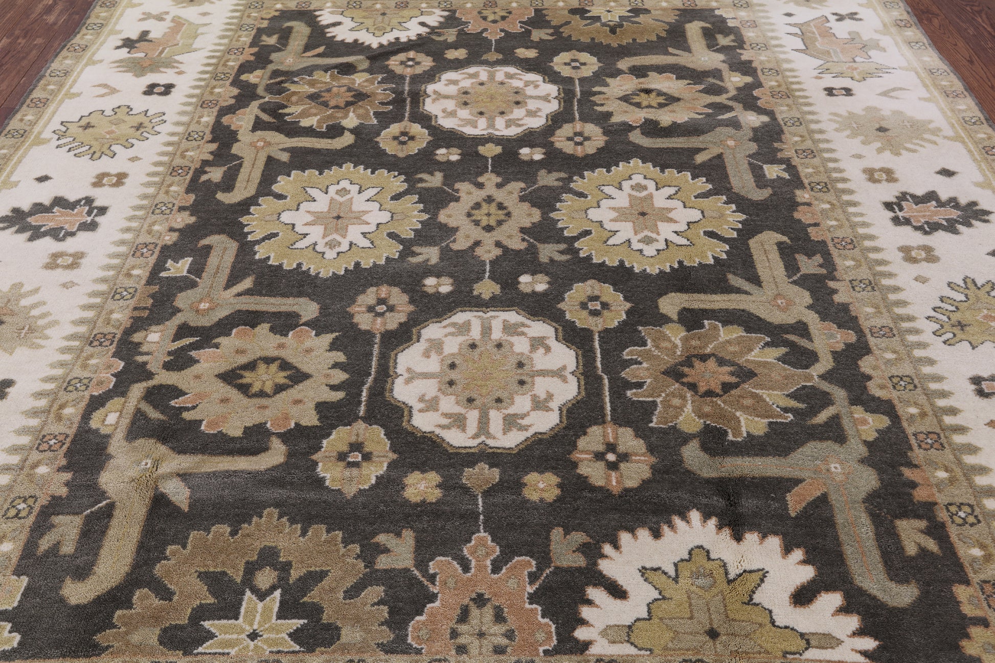 Grey Turkish Oushak Handmade Wool Rug - 7' 11" X 10' 3" - Golden Nile