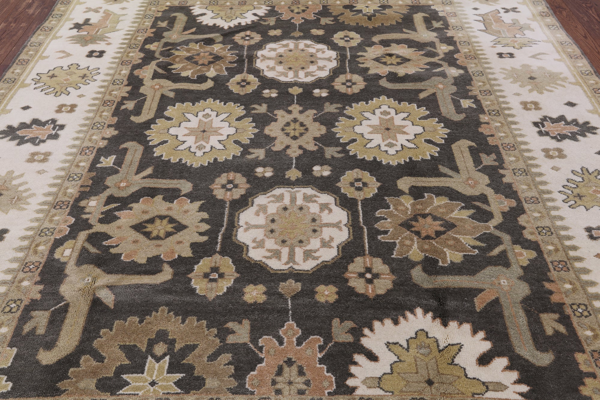 Grey Turkish Oushak Handmade Wool Rug - 7' 11" X 10' 3" - Golden Nile