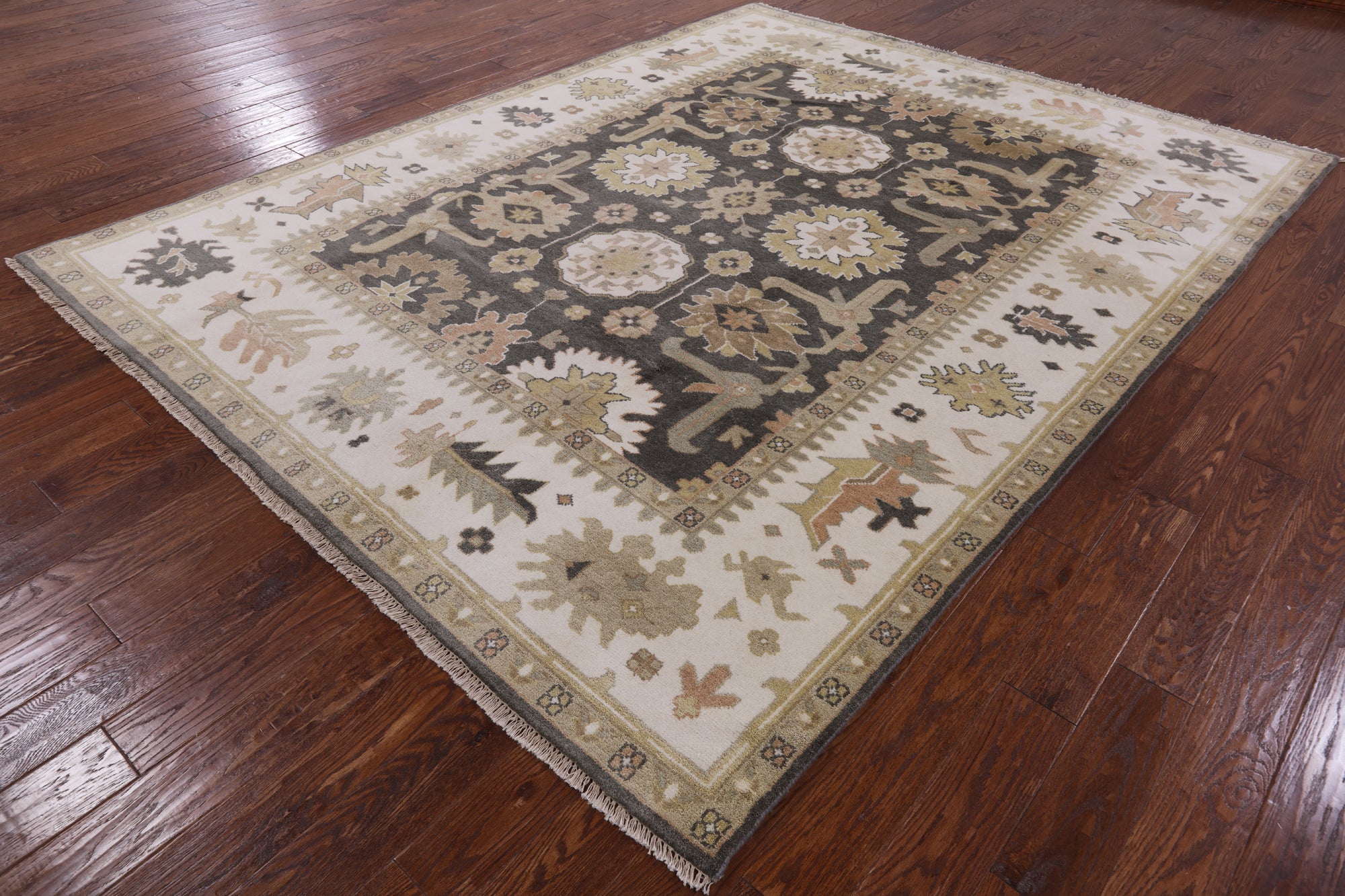 Grey Turkish Oushak Handmade Wool Rug - 7' 11" X 10' 3" - Golden Nile