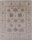 Ivory Turkish Oushak Handmade Wool Area Rug - 8' 0" X 10' 1" - Golden Nile
