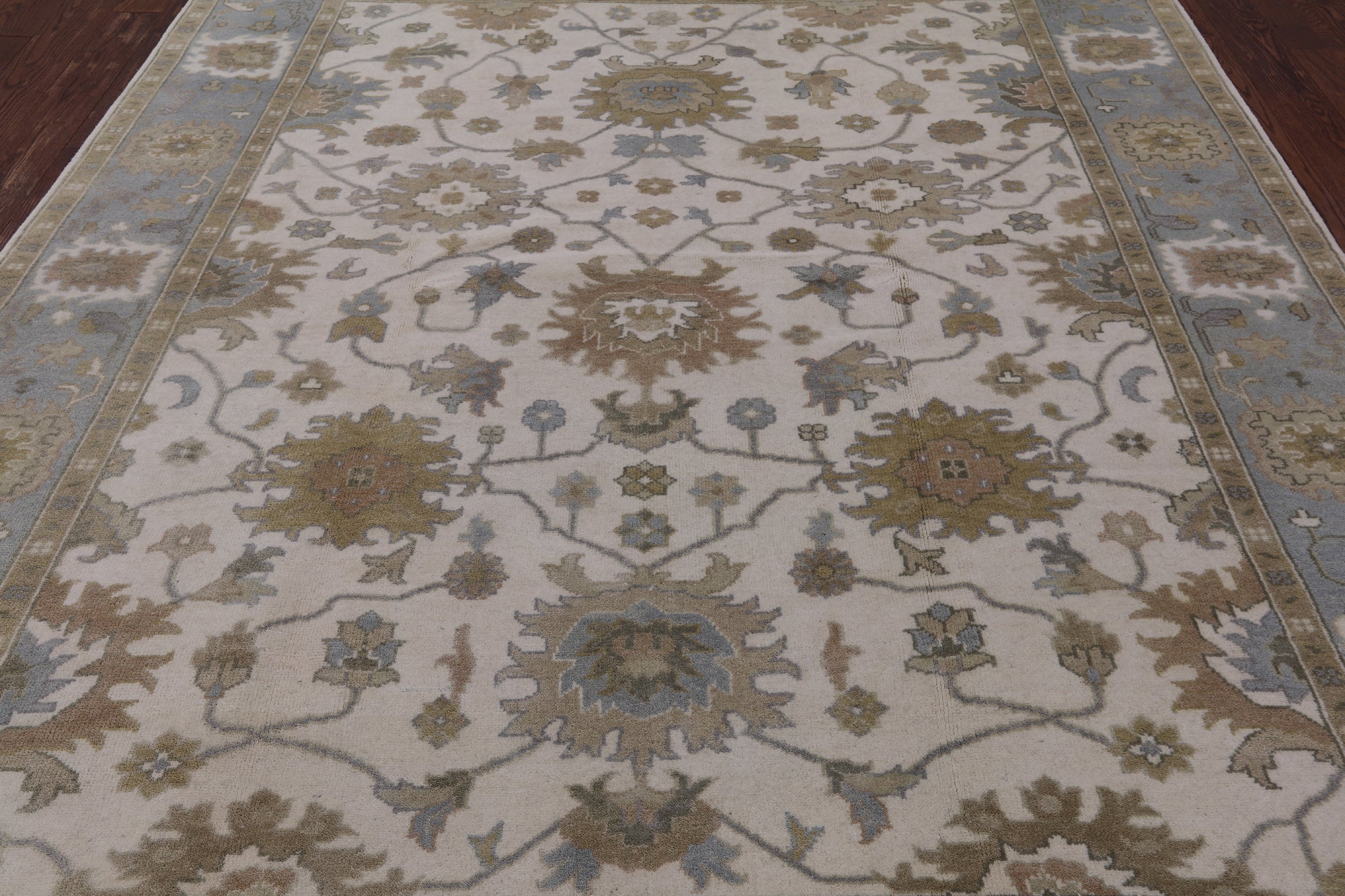 Ivory Turkish Oushak Hand Knotted Wool Rug - 8' 1" X 10' 1" - Golden Nile