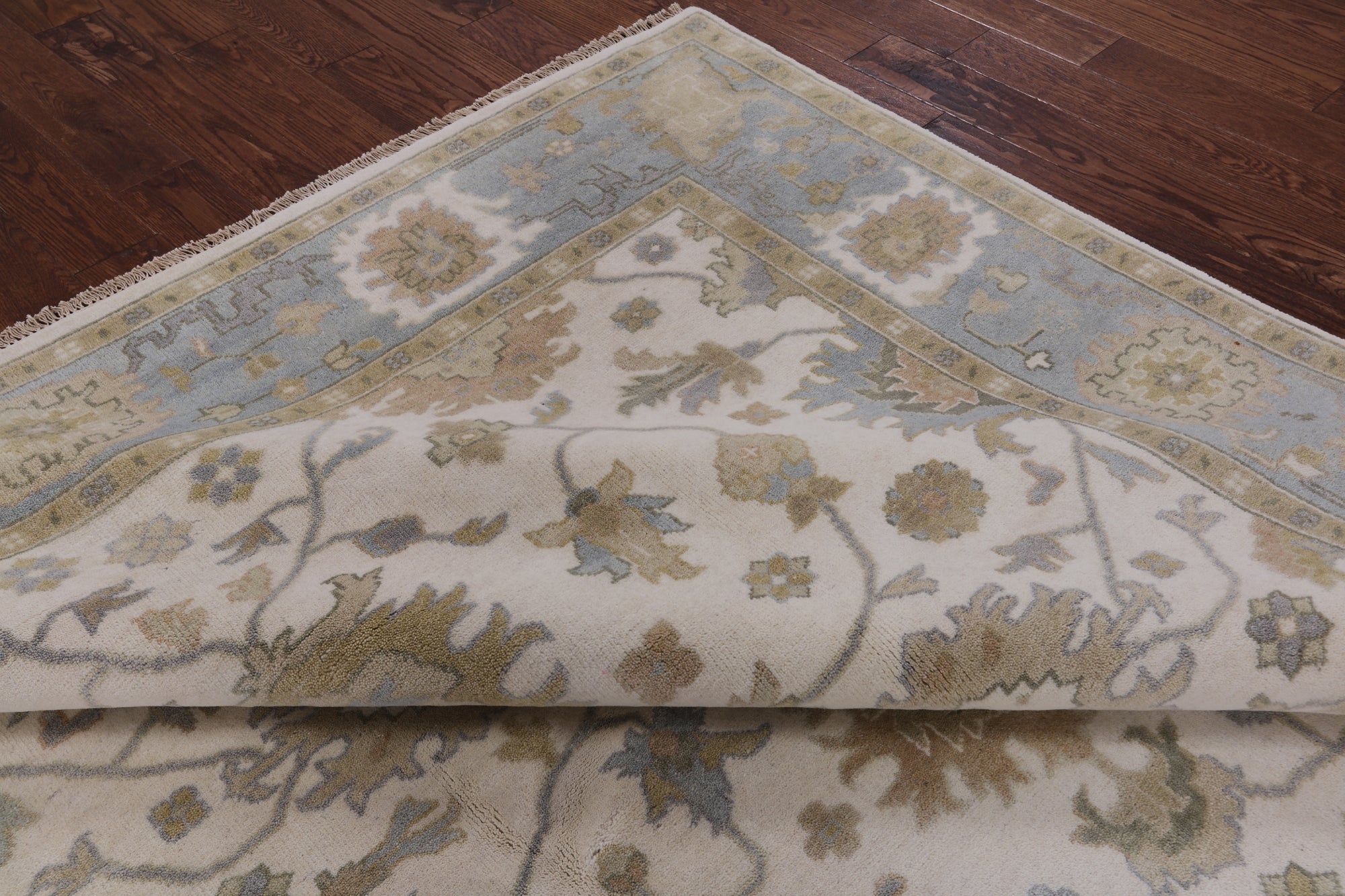 Ivory Turkish Oushak Hand Knotted Wool Rug - 8' 1" X 10' 1" - Golden Nile