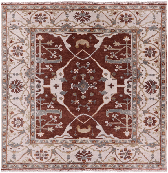 Square Turkish Oushak Wool Rug - 5' 11" X 6' 0" - Golden Nile