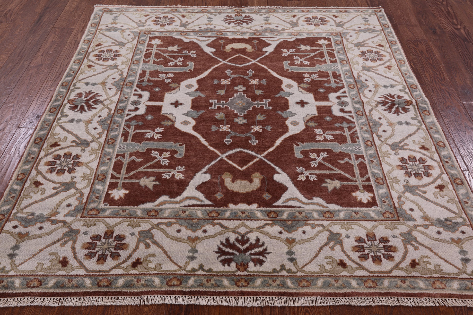 Square Turkish Oushak Wool Rug - 5' 11" X 6' 0" - Golden Nile