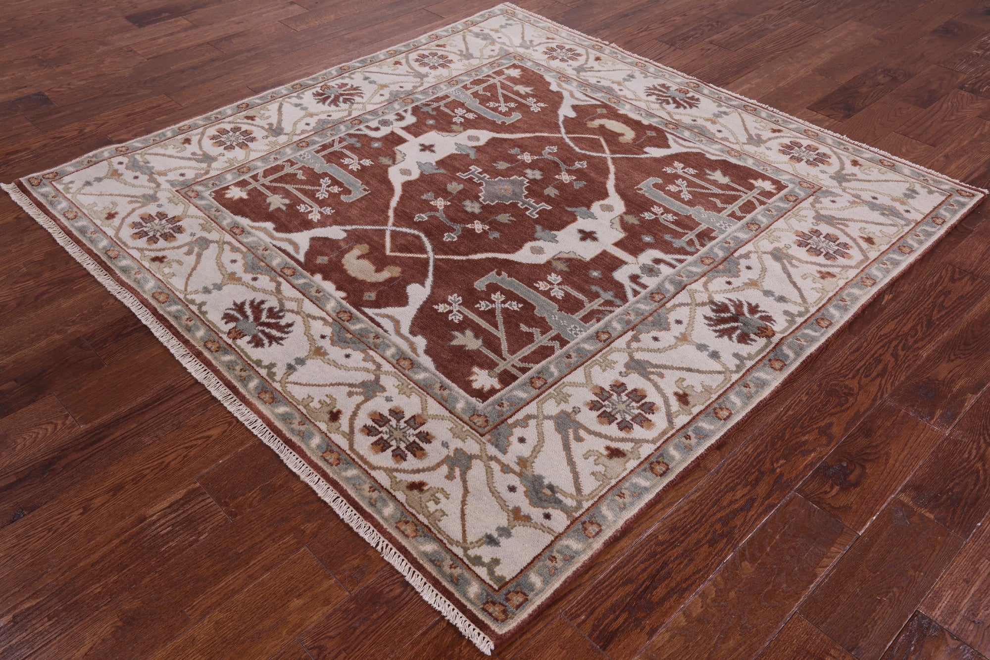 Square Turkish Oushak Wool Rug - 5' 11" X 6' 0" - Golden Nile