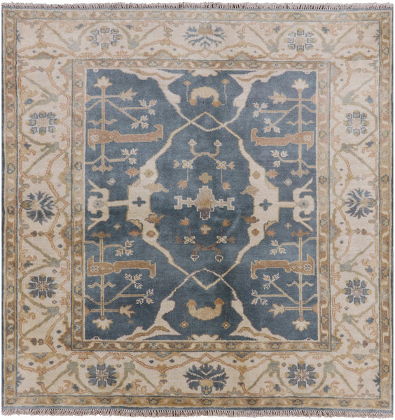 Square Oushak Hand Knotted Wool Rug - 6' X 6' 1" - Golden Nile