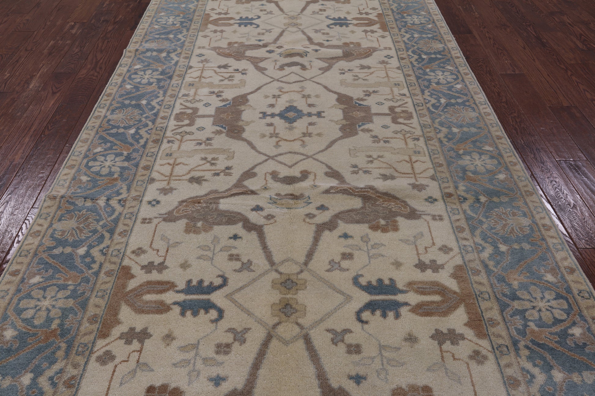Ivory Turkish Oushak Hand Knotted Wool Rug - 6' 1" X 12' 0" - Golden Nile