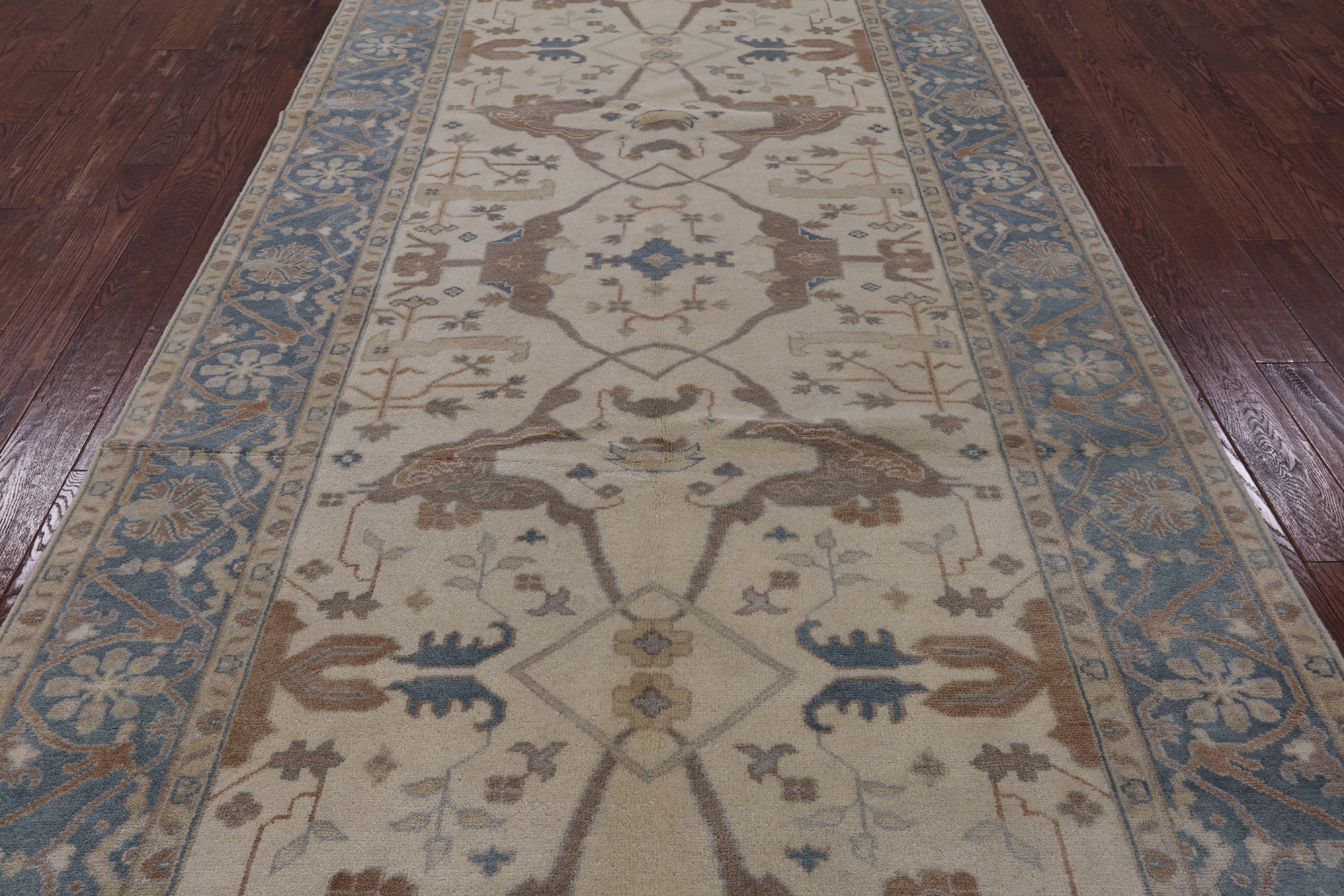 Ivory Turkish Oushak Hand Knotted Wool Rug - 6' 1" X 12' 0" - Golden Nile