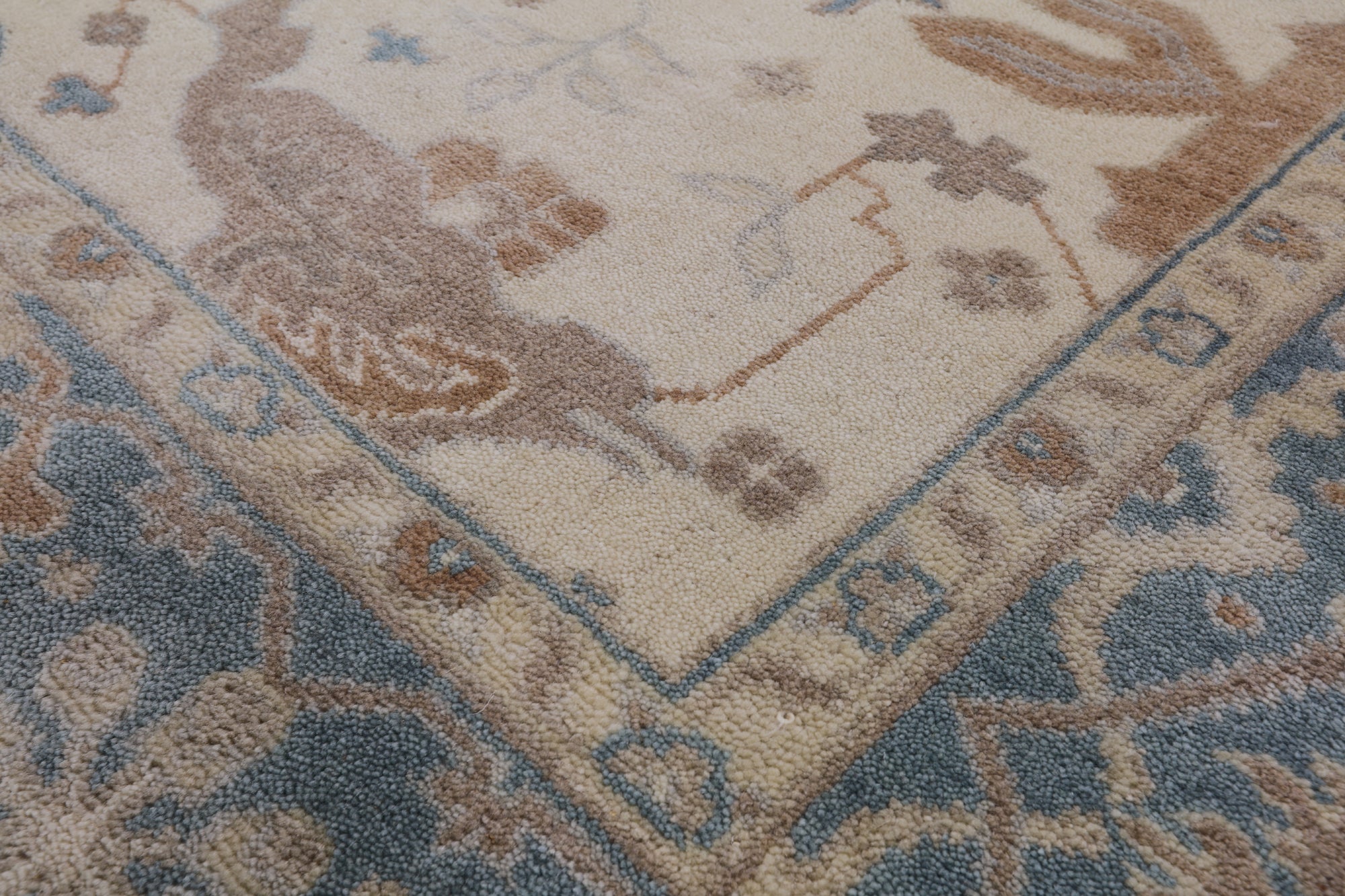 Ivory Turkish Oushak Hand Knotted Wool Rug - 6' 1" X 12' 0" - Golden Nile
