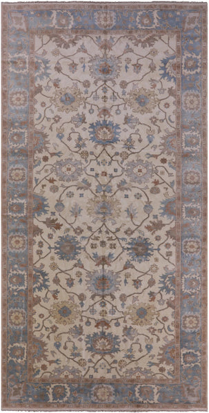 Ivory Turkish Oushak Wool Rug - 8' 10" X 17' 9" - Golden Nile