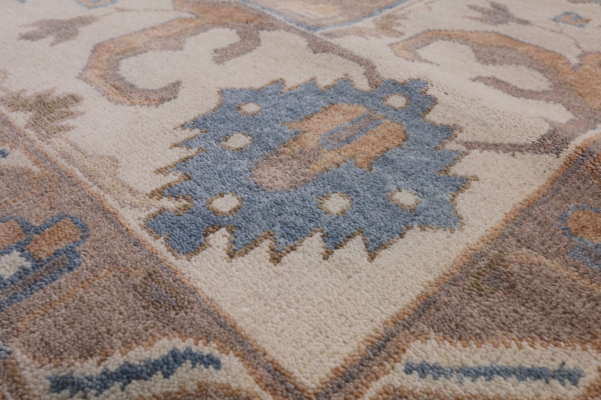 Blue Turkish Oushak Hand Knotted Wool Rug - 9' 0" X 18' 3" - Golden Nile