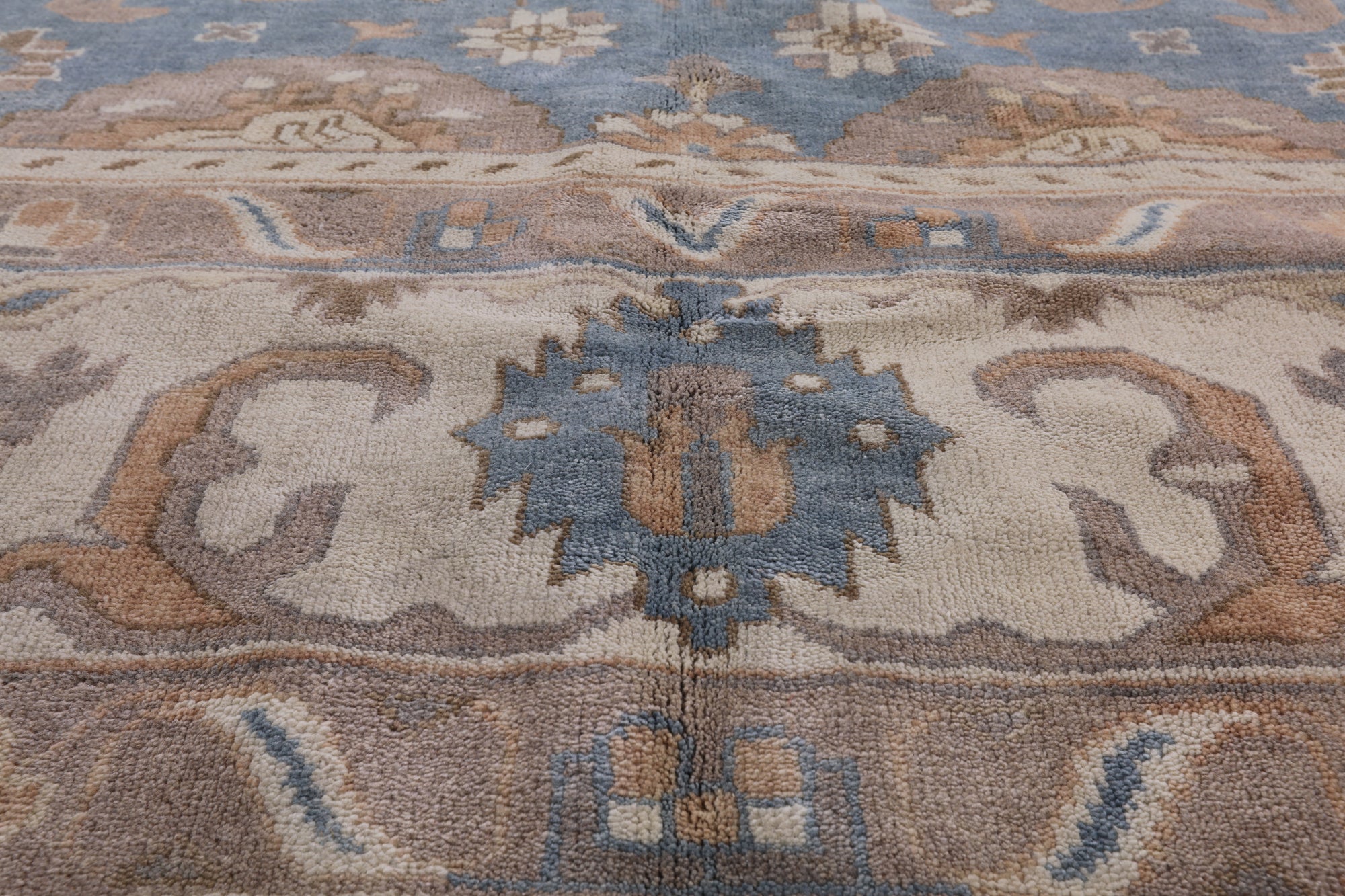 Blue Turkish Oushak Hand Knotted Wool Rug - 9' 0" X 18' 3" - Golden Nile