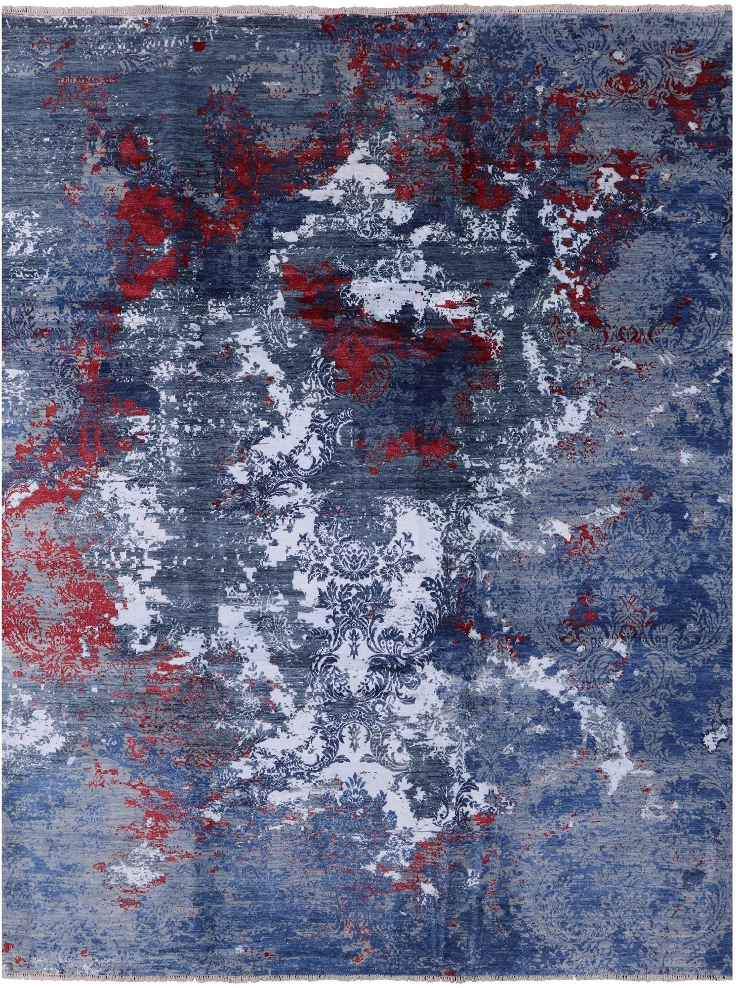 Modern Handmade Wool & Silk Rug - 9' 0" X 12' 0" - Golden Nile