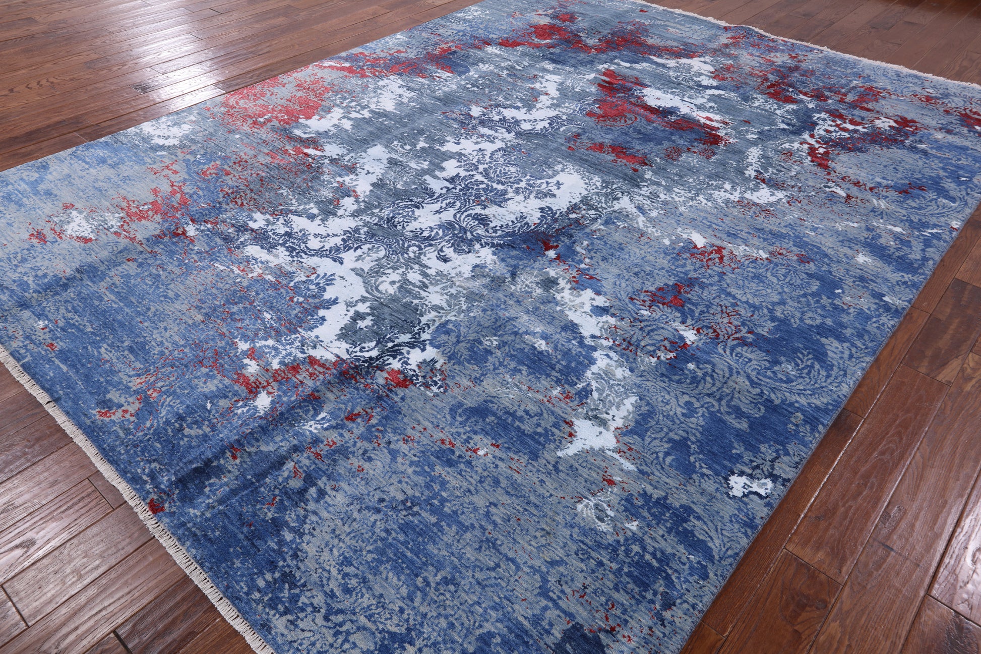 Modern Handmade Wool & Silk Rug - 9' 0" X 12' 0" - Golden Nile