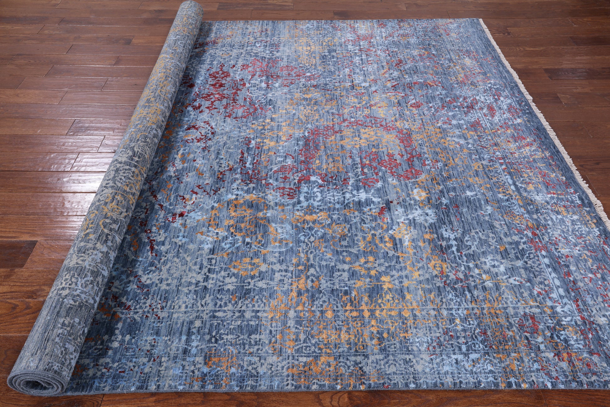 Modern Handmade Wool & Silk Rug - 8' 0" X 10' 1" - Golden Nile