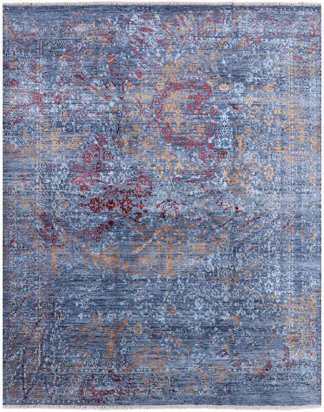 Modern Handmade Wool & Silk Rug - 8' 0" X 10' 1" - Golden Nile