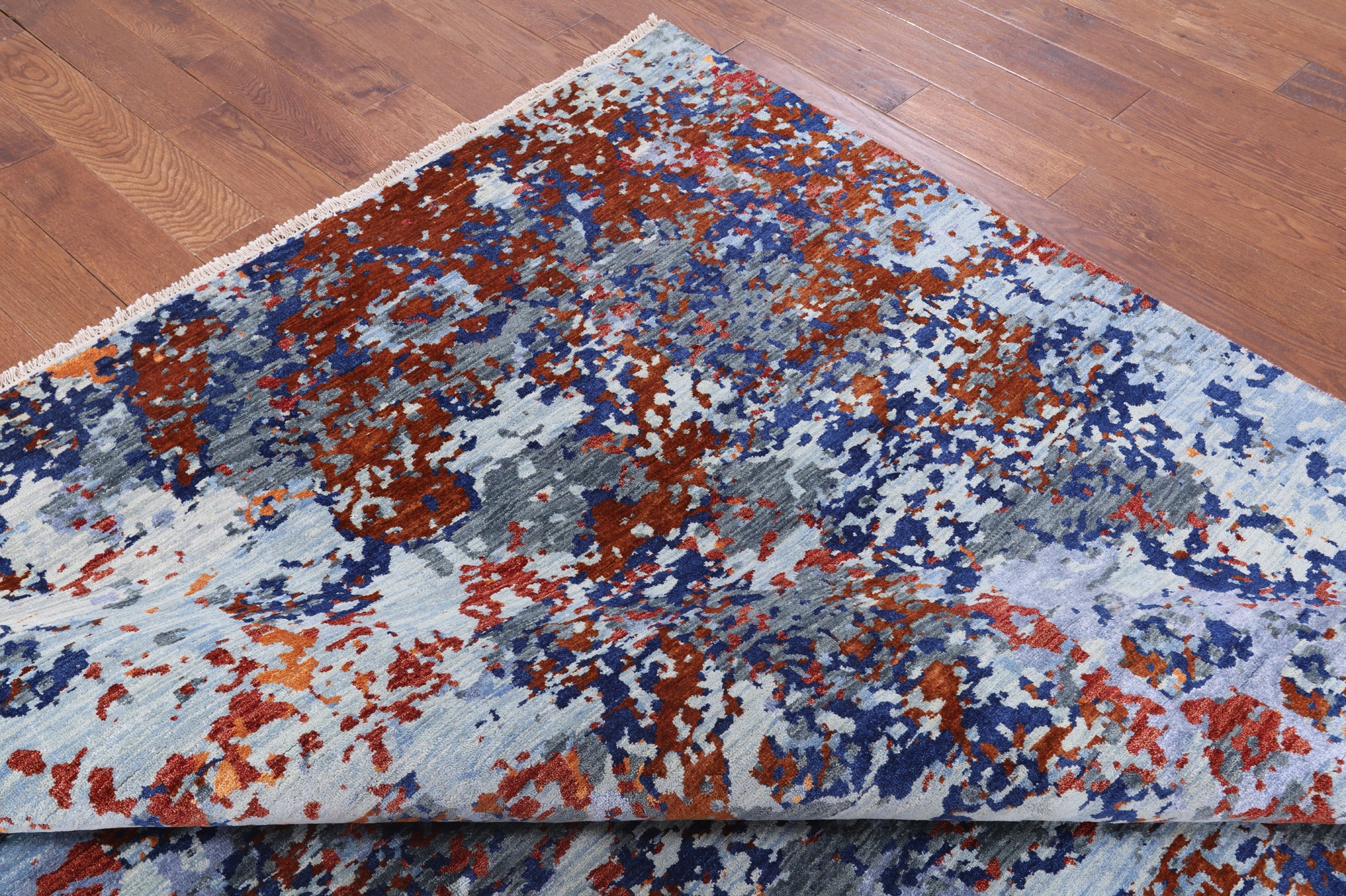 Abstract Hand Knotted Wool & Silk Rug - 7' 11" X 9' 11" - Golden Nile