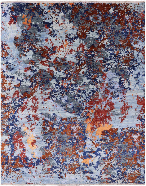 Abstract Hand Knotted Wool & Silk Rug - 7' 11" X 9' 11" - Golden Nile