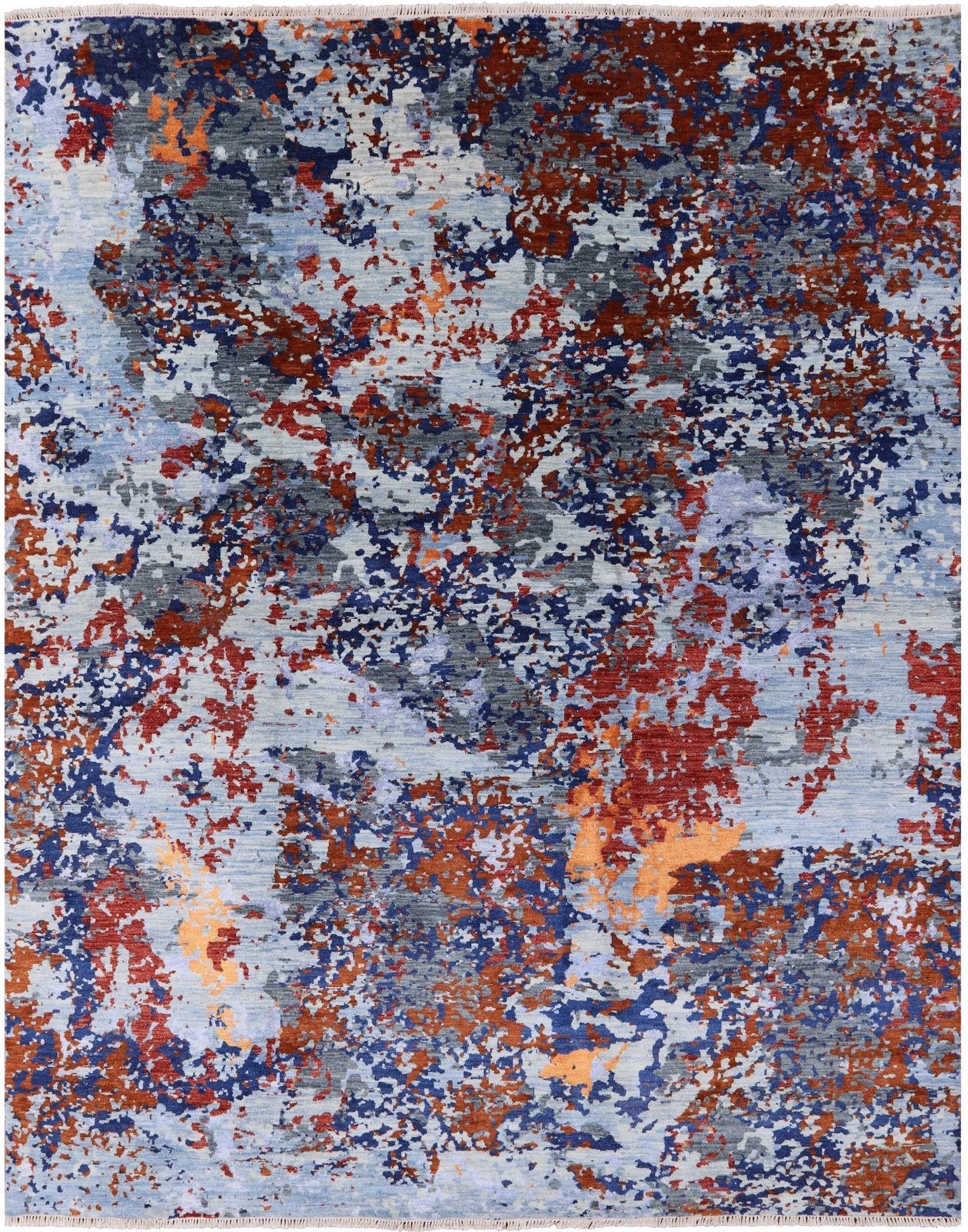 Abstract Hand Knotted Wool & Silk Rug - 7' 11" X 9' 11" - Golden Nile
