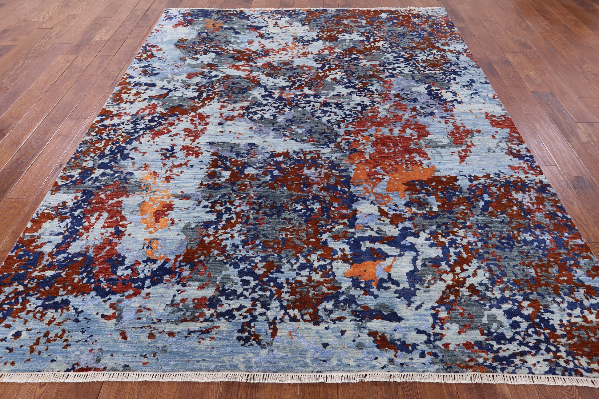 Abstract Hand Knotted Wool & Silk Rug - 7' 11" X 9' 11" - Golden Nile