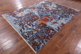 Abstract Hand Knotted Wool & Silk Rug - 7' 11" X 9' 11" - Golden Nile