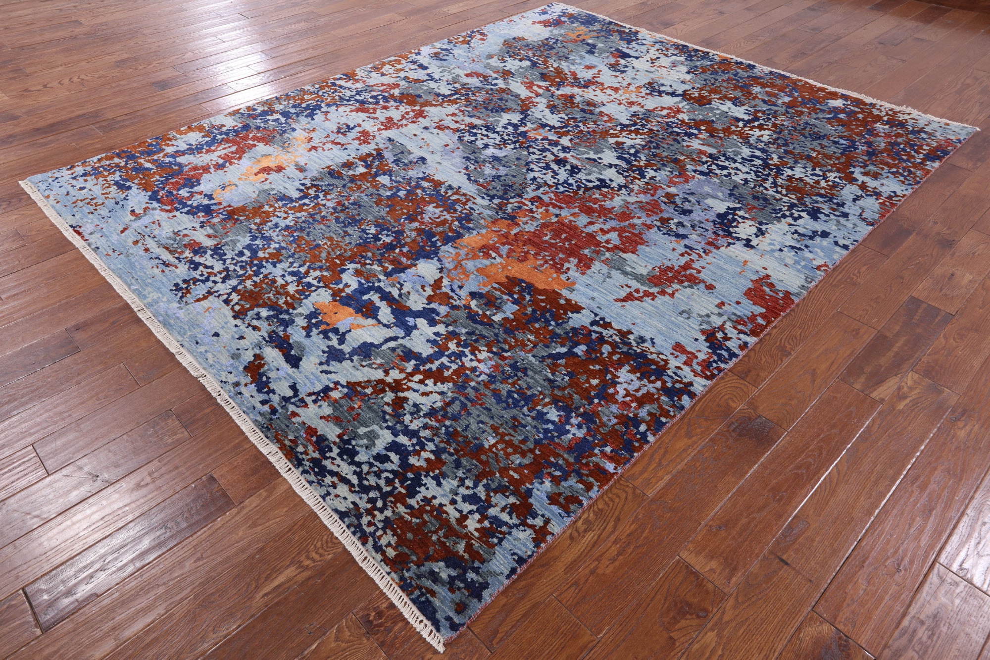 Abstract Hand Knotted Wool & Silk Rug - 7' 11" X 9' 11" - Golden Nile