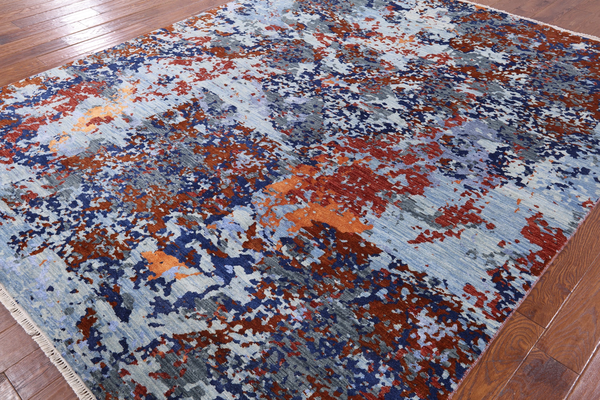 Abstract Hand Knotted Wool & Silk Rug - 7' 11" X 9' 11" - Golden Nile