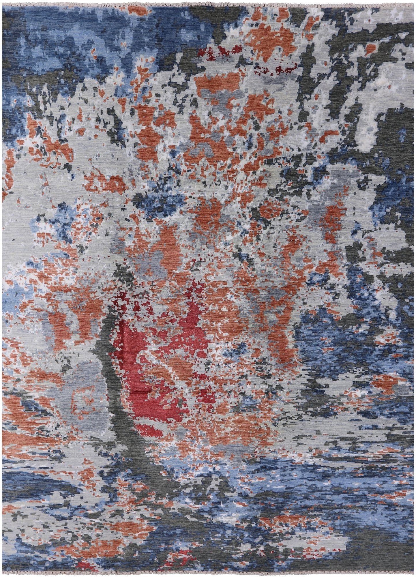 Abstract Contemporary Wool & Silk Handmade Rug - 9' 0" X 12' 2" - Golden Nile