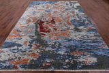 Abstract Contemporary Wool & Silk Handmade Rug - 9' 0" X 12' 2" - Golden Nile