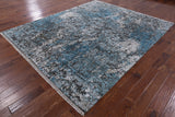 8' X 10' Pure Silk With Oxidized Wool Abstract Design Rug - Golden Nile