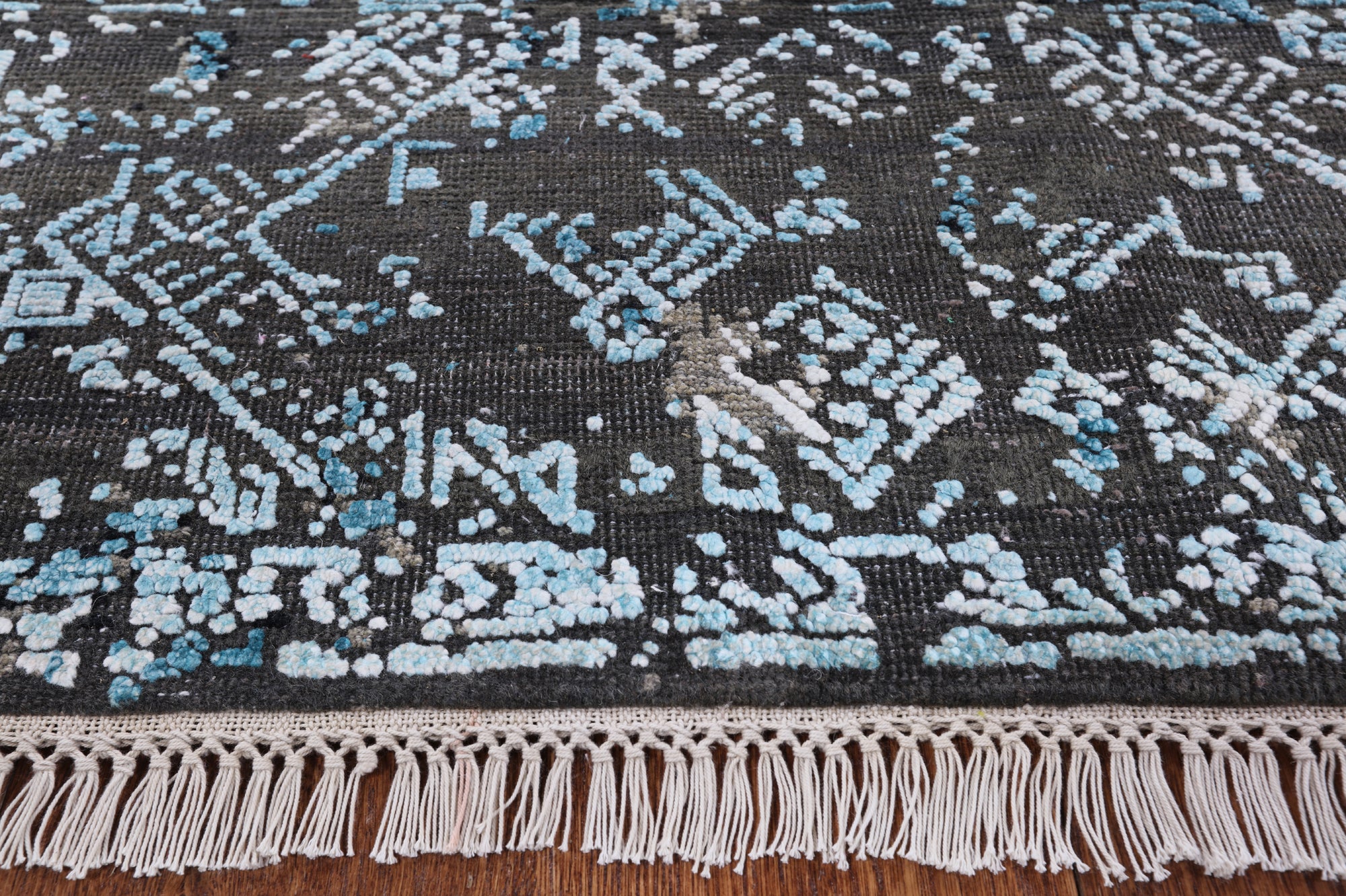 8' X 10' Pure Silk With Oxidized Wool Abstract Design Rug - Golden Nile